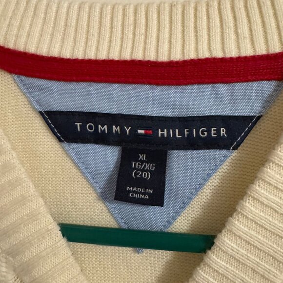 Tommy Hilfiger Men’s Sweater Size Small Navy Red White Crewneck Pullover Pre-Own - Picture 2 of 3
